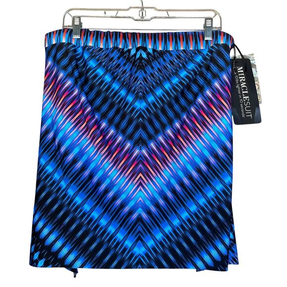 Miraclesuit Bandini Swim Top Womens 14 Blue Black Pink Underwire Swimwear NWT - Picture 2 of 11